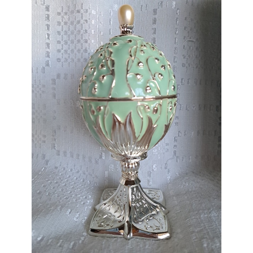 Wallace Silver Plated Musical Egg Waltz Of The Flowers Trinket Box Enamel  New